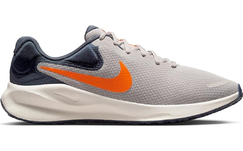 Nike Men Running Shoe Revolution 7-Lt Iron Ore/Total Orange-Thunder Blue-Fb2207-009-6Uk